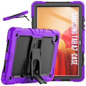Shockproof Colorful Silicone + Black PC Tablet Protective Case with Holder & Shoulder Strap For Samsung Galaxy Tab A7 2020 T500(Purple) (OEM)