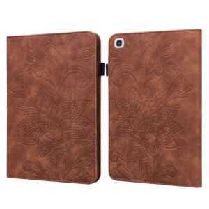 For Samsung Galaxy Tab A7 10.4 2020 SM-T500/SM-T505 Lace Flower Embossing Pattern Horizontal Flip Leather Case with Holder & Card Slots & Wallet & Photo Frame(Brown) (OEM)