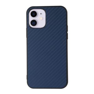 For iPhone 11 Carbon Fiber Skin PU + PC + TPU Shockprof Protective Case (Blue) (OEM)