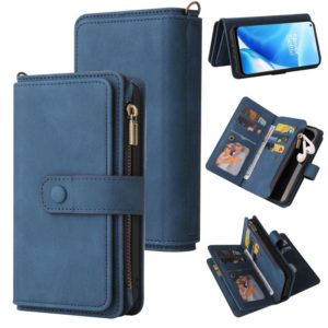 For OnePlus Nord N200 5G Skin Feel PU + TPU Horizontal Flip Leather Case With Holder & 15 Cards Slot & Wallet & Zipper Pocket & Lanyard(Blue) (OEM)