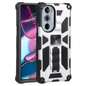 For Motorola Edge 30 Pro Shockproof TPU + PC Magnetic Protective Phone Case with Holder(Silver) (OEM)