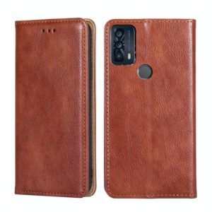 For TCL 20B 6159K Pure Color Magnetic Leather Phone Case(Brown) (OEM)