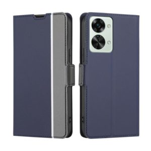 For OnePlus Nord 2T Twill Texture Side Button Leather Phone Case(Blue) (OEM)