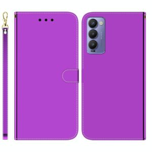 For Tecno Camon 18 / 18P Imitated Mirror Surface Horizontal Flip Leather Phone Case(Purple) (OEM)