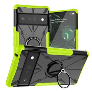 For Google Pixel 6 Pro Armor Bear Shockproof PC + TPU Phone Case with Ring Holder(Green) (OEM)