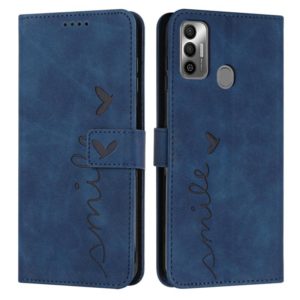 For Tecno Spark 7T/Spark 7 Skin Feel Heart Pattern Leather Phone Case(Blue) (OEM)