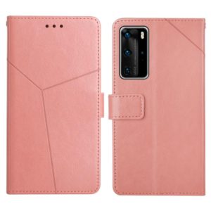 For Huawei P40 Pro Y Stitching Horizontal Flip Leather Phone Case with Holder & Card Slots & Wallet & Photo Frame(Rose Gold) (OEM)