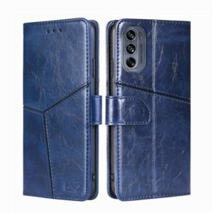 For Motorola Moto G62 5G Geometric Stitching Horizontal Flip Leather Phone Case(Blue) (OEM)