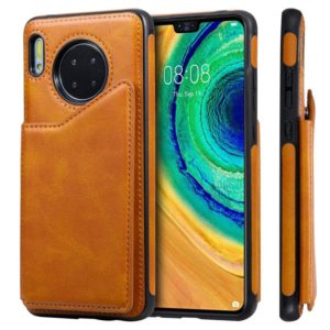For Huawei Mate 30 Shockproof Calf Texture Protective Case with Holder & Card Slots & Frame(Brown) (OEM)