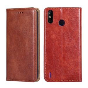For Infinix Smart 4 X653 Gloss Oil Solid Color Magnetic Leather Phone Case(Brown) (OEM)