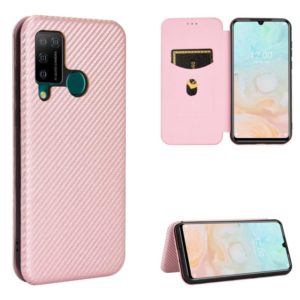 For DOOGEE N20 Pro Carbon Fiber Texture Horizontal Flip TPU + PC + PU Leather Case with Card Slot(Pink) (OEM)