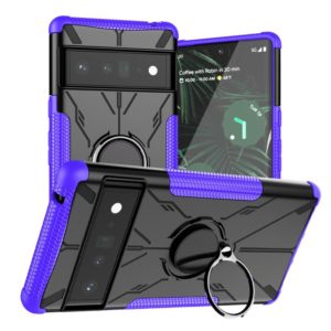For Google Pixel 6 Pro Armor Bear Shockproof PC + TPU Phone Case with Ring Holder(Purple) (OEM)