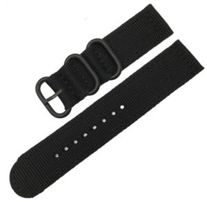 Washable Nylon Canvas Watchband, Band Width:20mm(Black with Black Ring Buckle) (OEM)