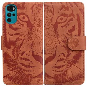 For Motorola Moto G22 Tiger Embossing Pattern Horizontal Flip Leather Phone Case(Brown) (OEM)
