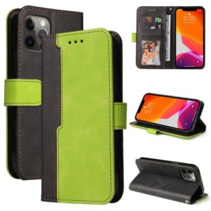 For iPhone 12 Pro Max Business Stitching-Color Horizontal Flip PU Leather Case with Holder & Card Slots & Photo Frame(Green) (OEM)