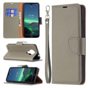 For Nokia 1.4 Litchi Texture Pure Color Horizontal Flip Leather Case with Holder & Card Slots & Wallet & Lanyard(Grey) (OEM)