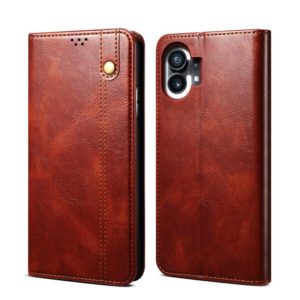 For Noting phone 1 Simple Wax Crazy Horse Texture Horizontal Flip Leather Case(Brown) (OEM)
