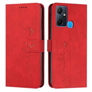For Infinix Smart 6 Plus India Skin Feel Heart Pattern Leather Phone Case(Red) (OEM)