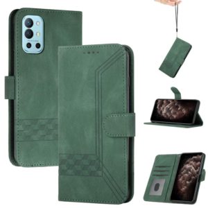 Cubic Skin Feel Flip Leather Phone Case For OnePlus 9R(Green) (OEM)