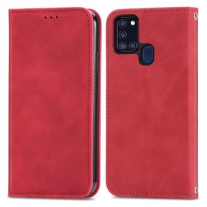 For Samsung Galaxy A21s (EU) Retro Skin Feel Business Magnetic Horizontal Flip Leather Case with Holder & Card Slots & Wallet & Photo Frame(Red) (OEM)