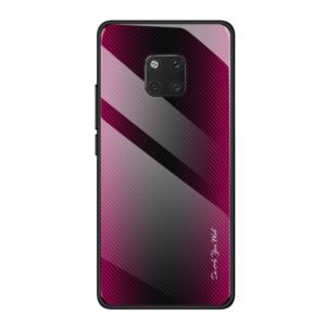 For Huawei Mate 20 Pro Texture Gradient Glass Protective Case(Rose Red) (OEM)