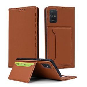 For Samsung Galaxy A71 Strong Magnetism Liquid Feel Horizontal Flip Leather Case with Holder & Card Slots & Wallet(Brown) (OEM)