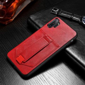For Huawei P30 SULADA Shockproof TPU + Handmade Leather Protective Case with Holder & Card Slot & Hand Strap(Red) (SULADA) (OEM)