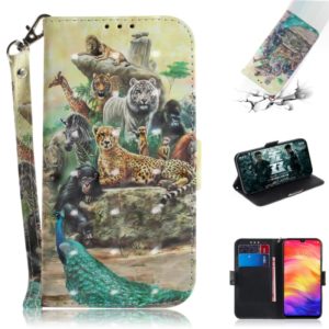 3D Coloured Drawing Horizontal Flip Leather Case with Holder & Card Slots & Wallet For Redmi Note 7(Zoo) (OEM)