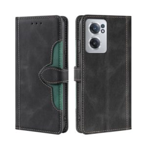 For OnePlus Nord CE 2 5G Stitching Skin Feel Magnetic Buckle Horizontal Flip PU Leather Case(Black) (OEM)
