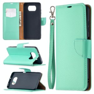 For Xiaomi Poco X3 Litchi Texture Pure Color Horizontal Flip Leather Case with Holder & Card Slots & Wallet & Lanyard(Green) (OEM)