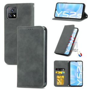 For vivo Y52S Retro Skin Feel Business Magnetic Horizontal Flip Leather Case With Holder & Card Slots & Wallet & Photo Frame(Gray) (OEM)