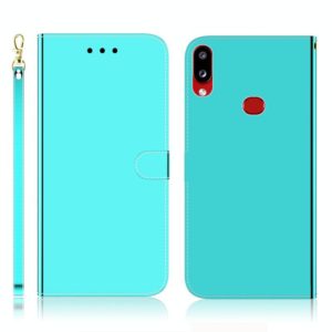 For Galaxy A10s Imitated Mirror Surface Horizontal Flip Leather Case with Holder & Card Slots & Wallet & Lanyard(Mint Green) (OEM)