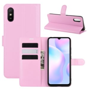 For Xiaomi Redmi 9A Litchi Texture Horizontal Flip Protective Case with Holder & Card Slots & Wallet(Pink) (OEM)