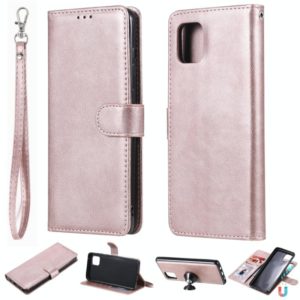For Samsung Galaxy A81 / Note 10 Lite 2 in 1 Solid Color Detachable PU Leather Case with Card Slots & Magnetic Holder & Photo Frame & Wallet & Strap(Rose Gold) (OEM)