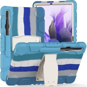 For Samsung Galaxy Tab S7+/ Tab S7 FE / Tab S8+ 3-Layer Protection Screen Frame + PC + Silicone Combination Case with Holder(Colorful Blue) (OEM)