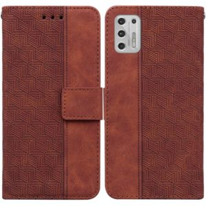 For Motorola Moto G Stylus 2021 Geometric Embossed Leather Phone Case(Brown) (OEM)