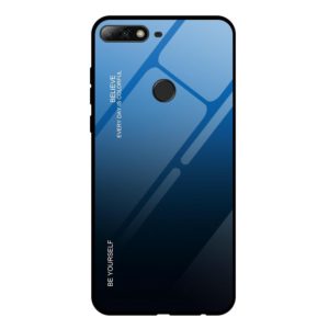 For Huawei Honor 7C / Enjoy 8 / Y7 (2018) Gradient Color Glass Case(Blue) (OEM)