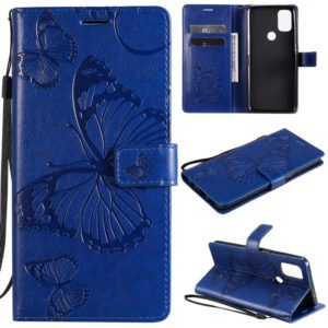 For OnePlus Nord N10 5G 3D Butterflies Embossing Pattern Horizontal Flip Leather Case with Holder & Card Slot & Wallet(Blue) (OEM)