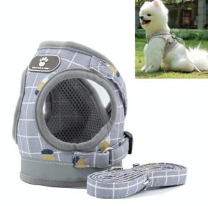 Reflective & Breathable Vest Traction Rope Pet Chest Leash, Size:S(Gray Grid) (OEM)