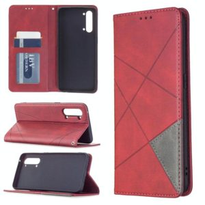 For OPPO Find X2 Lite Rhombus Texture Horizontal Flip Magnetic Leather Case with Holder & Card Slots & Wallet(Red) (OEM)