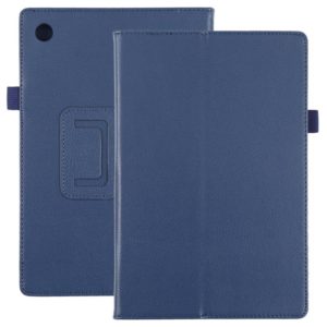Για Samsung Galaxy Tab A8 10.5 2021 υφής Litchi μονόχρωμη δερμάτινη θήκη tablet (Σκούρο Μπλε) (OEM)