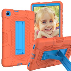 For Samsung Galaxy Tab A 8.4 (2020) / T307 Contrast Color Robot Shockproof Silicone + PC Protective Case with Holder(Orange Blue) (OEM)
