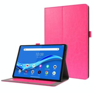 For Lenovo Tab M10 Crazy Horse Texture Horizontal Flip Leather Case with 2-folding Holder & Card Slot(Rose Red) (OEM)