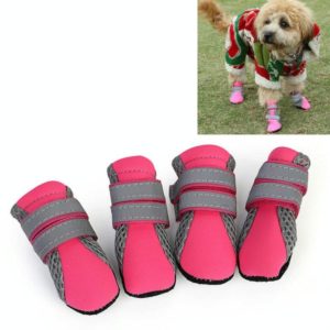 4 in 1 Pet Shoes Dog Shoes Walking Shoes Small Dogs Pet Supplies, Size: S(Pink) (OEM)