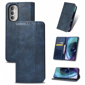 For Motorola Moto G52j 5G Magnetic Buckle Retro Crazy Horse Leather Phone Case(Blue) (OEM)
