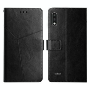 For LG K22 Y Stitching Horizontal Flip Leather Phone Case(Black) (OEM)