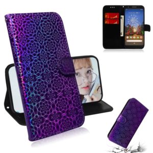 For Google Pixel 3A Solid Color Colorful Magnetic Buckle Horizontal Flip PU Leather Case with Holder & Card Slots & Wallet & Lanyard(Purple) (OEM)