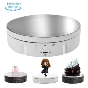 14.6cm USB Electric Rotating Turntable Display Stand Video Shooting Props Turntable for Photography, Load: 10kg(White Mirror) (OEM)