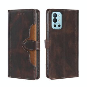 For OnePlus 9R Skin Feel Straw Hat Magnetic Buckle Leather Phone Case(Brown) (OEM)