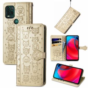 For Motorola MOTO G Stylus 5G Cute Cat and Dog Embossed Horizontal Flip Leather Case with Holder & Card Slots & Wallet & Lanyard(Gold) (OEM)